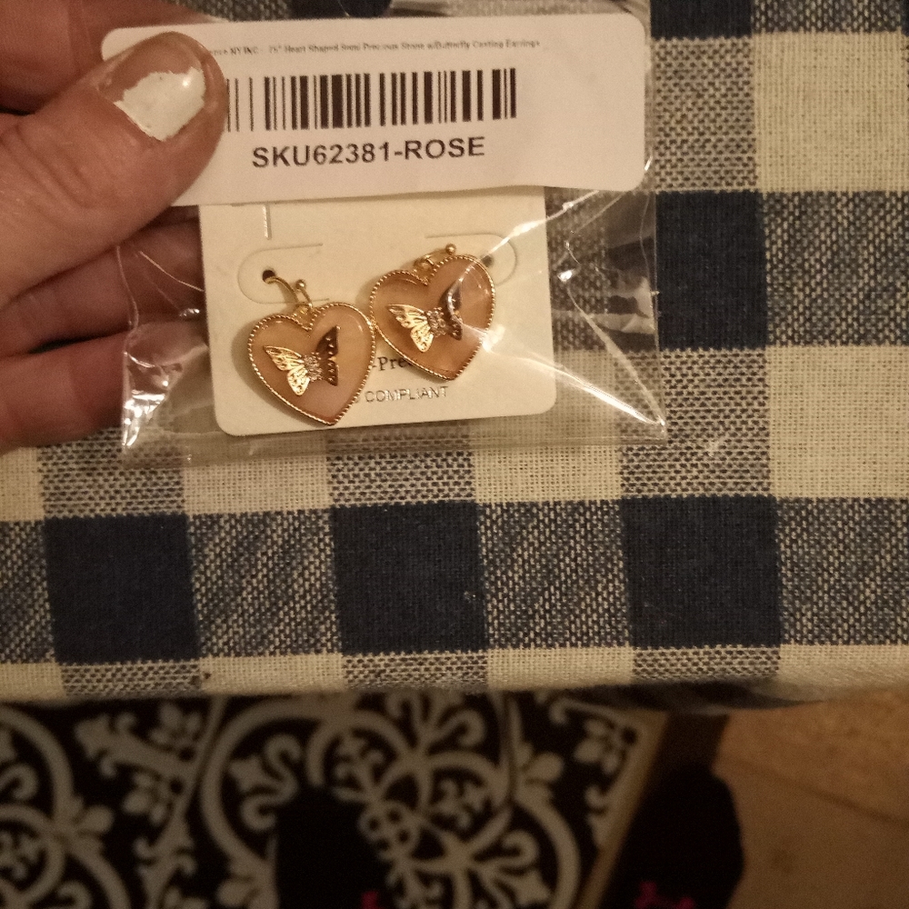 Butterfly rose heart earrings